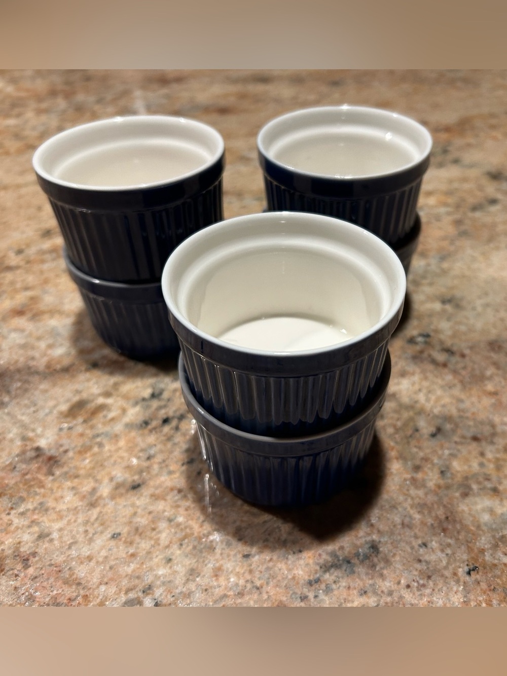 Set of 6 Cobalt Blue Dansk Bistro Christianshavn Ribbed Fluted Ramekins
6oz  3x3
